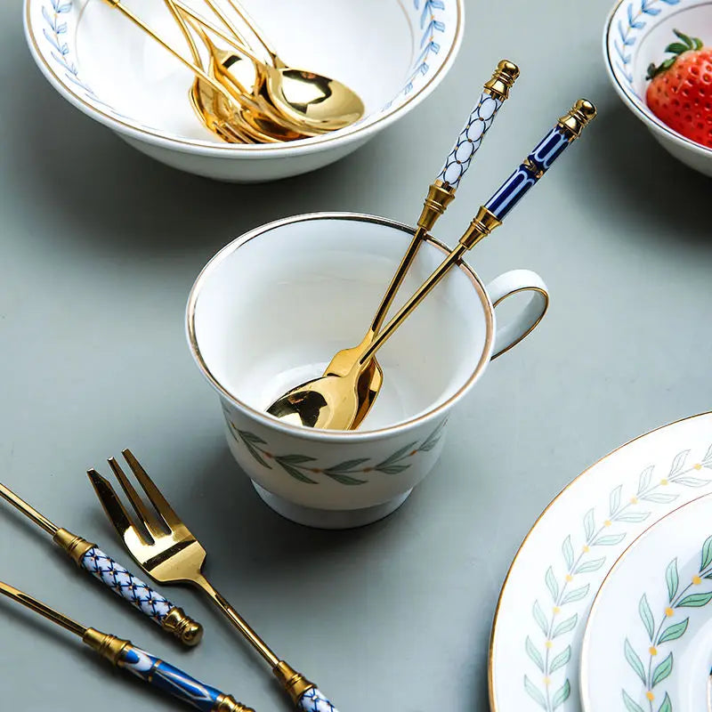 Stainless Steel Ceramic Dessert Spoon
