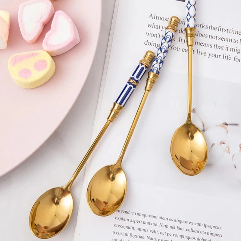 Stainless Steel Ceramic Dessert Spoon