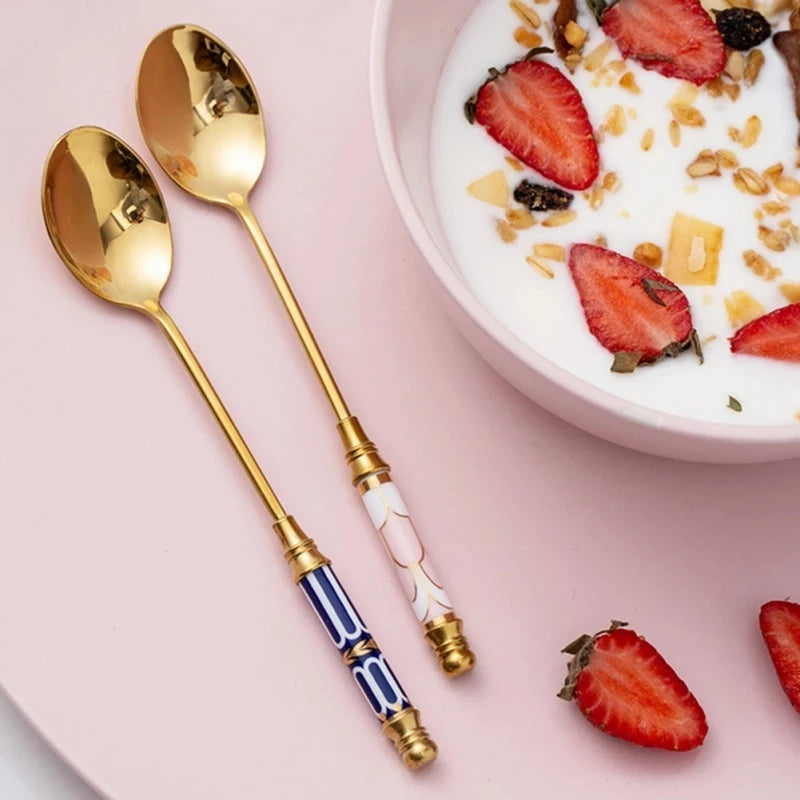 Stainless Steel Ceramic Dessert Spoon