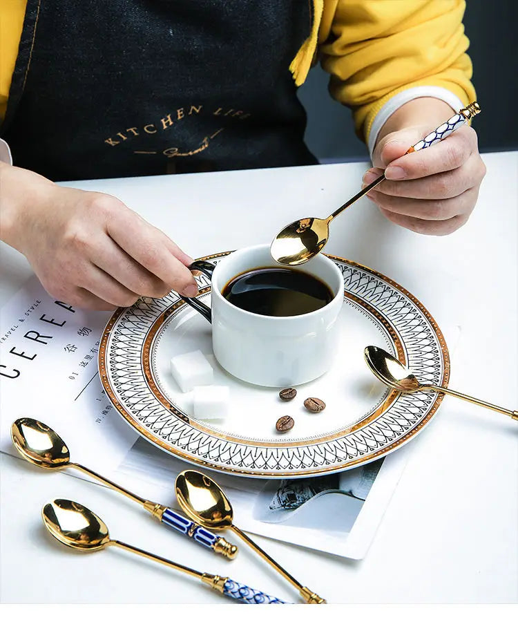 Stainless Steel Ceramic Dessert Spoon