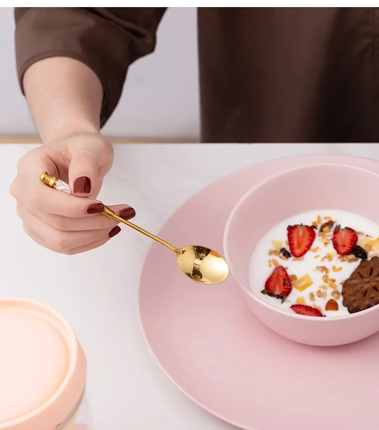 Stainless Steel Ceramic Dessert Spoon