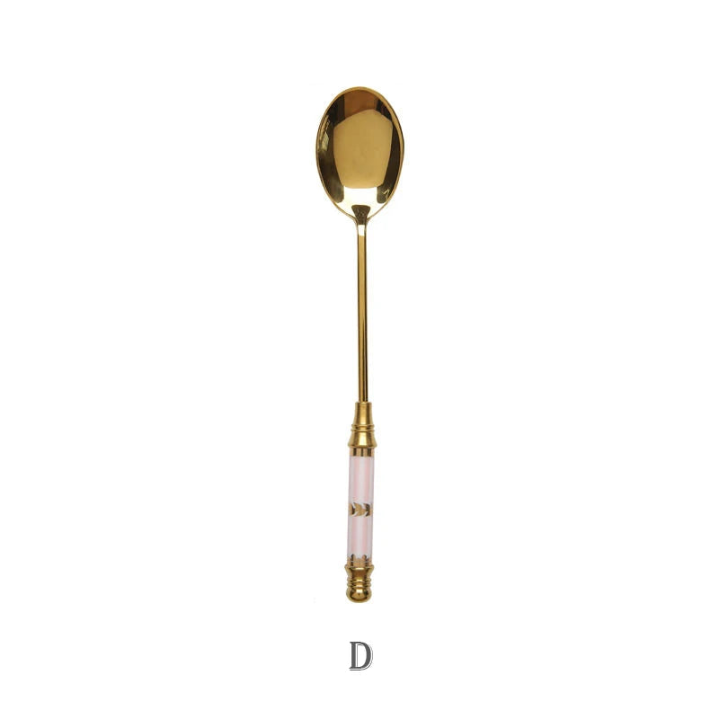 Stainless Steel Ceramic Dessert Spoon