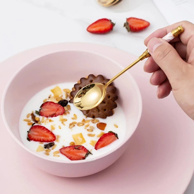 Stainless Steel Ceramic Dessert Spoon