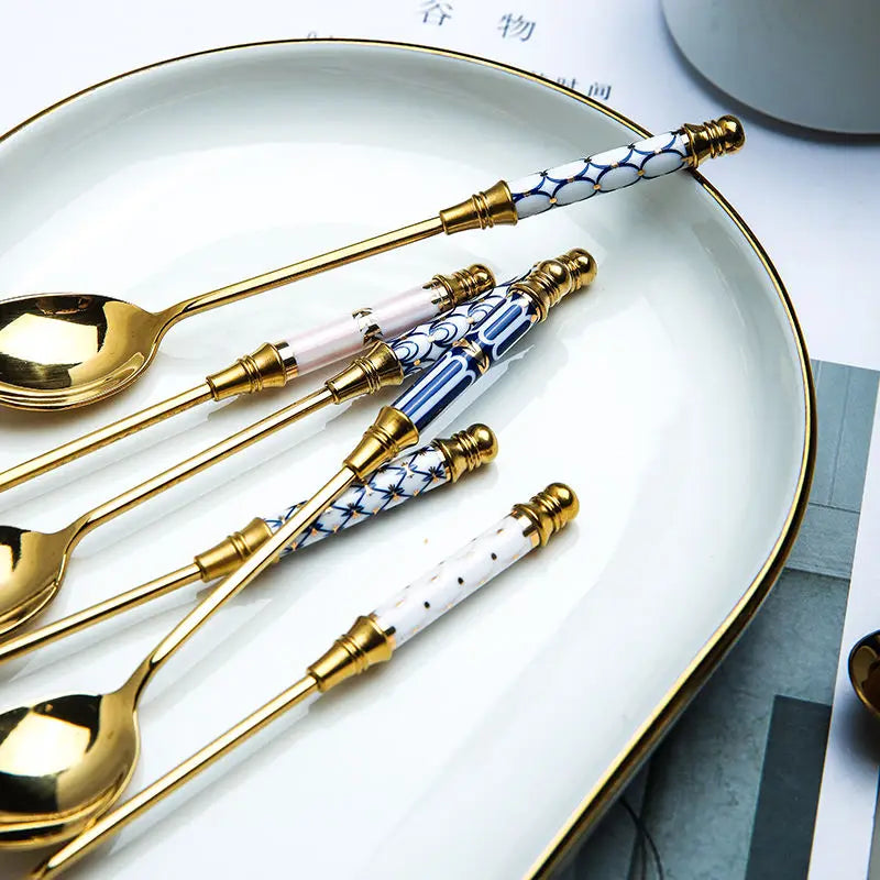Stainless Steel Ceramic Dessert Spoon