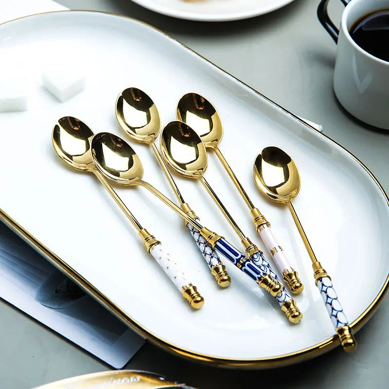 Stainless Steel Ceramic Dessert Spoon