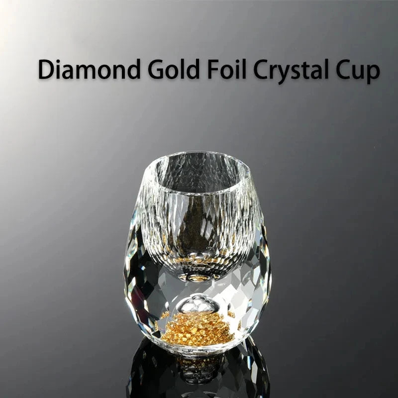 Luxury Crystal Glass Vodka Sake Liqueur Gold Foil Glass