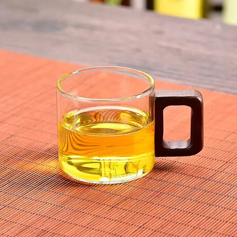 Heat-resistant Glass Tea Cup With Walnut Handle