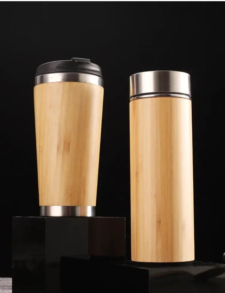 Stainless Steel Bamboo Thermos Vacuum Flasks