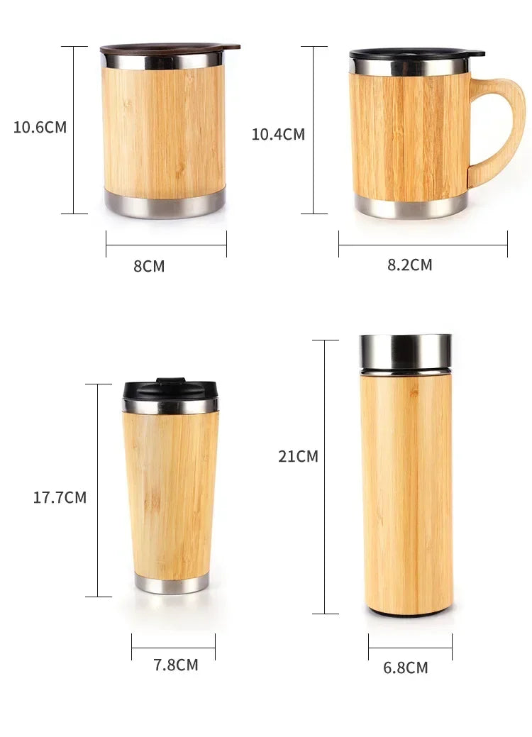 Stainless Steel Bamboo Thermos Vacuum Flasks