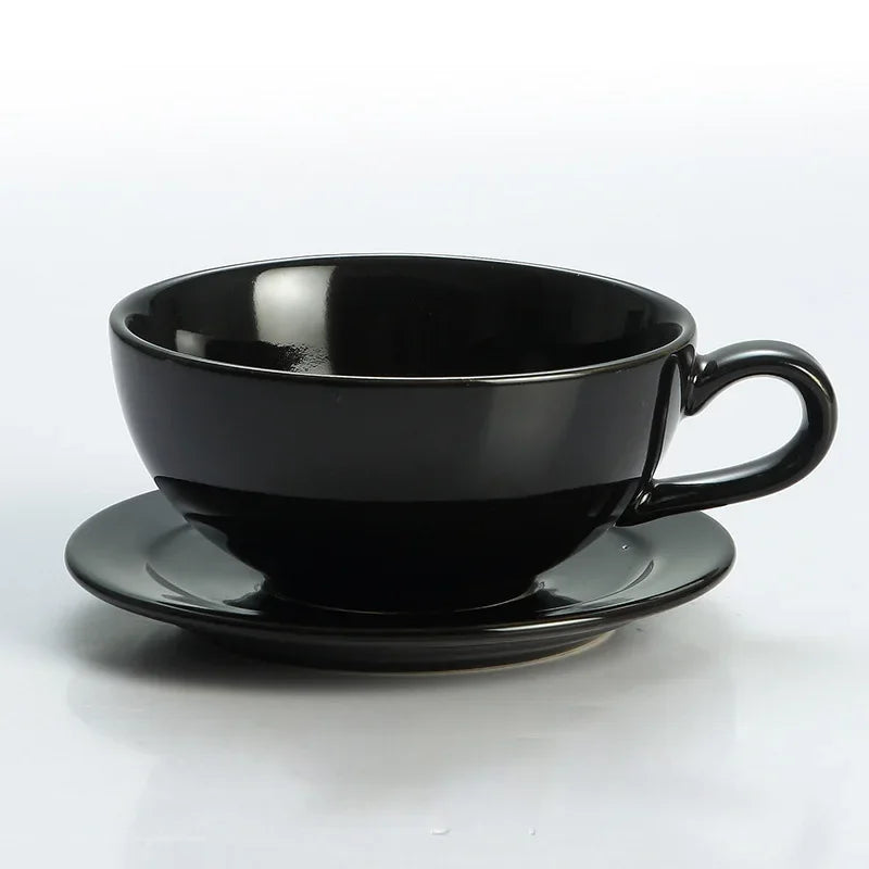 240ML Ceramic Cappuccino Cups with Saucers