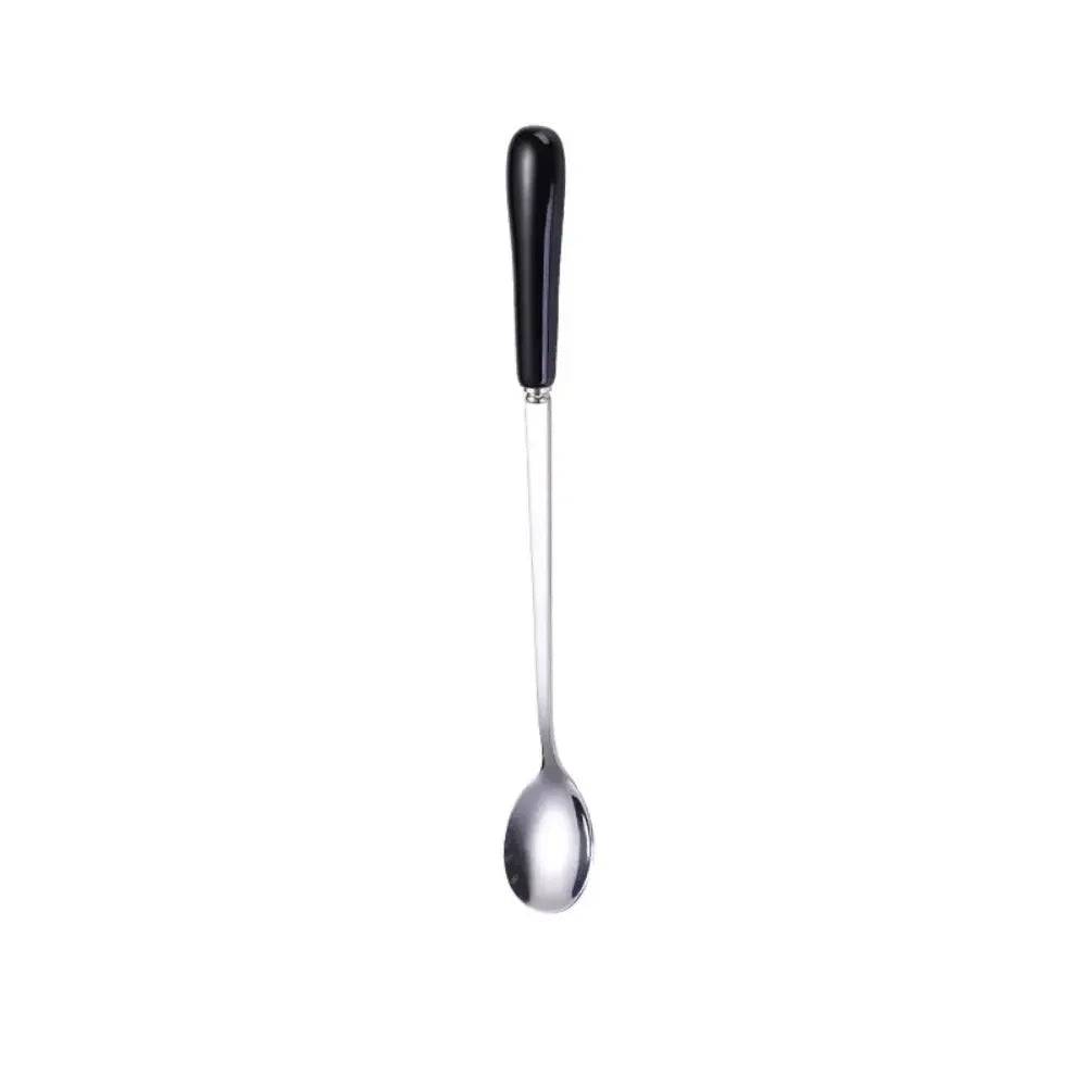 Espresso Ceramic Handle Stainless Steel Teaspoon