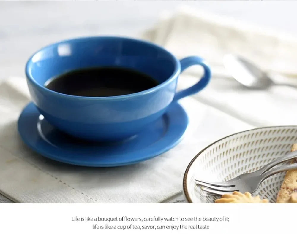 240ML Ceramic Cappuccino Cups with Saucers