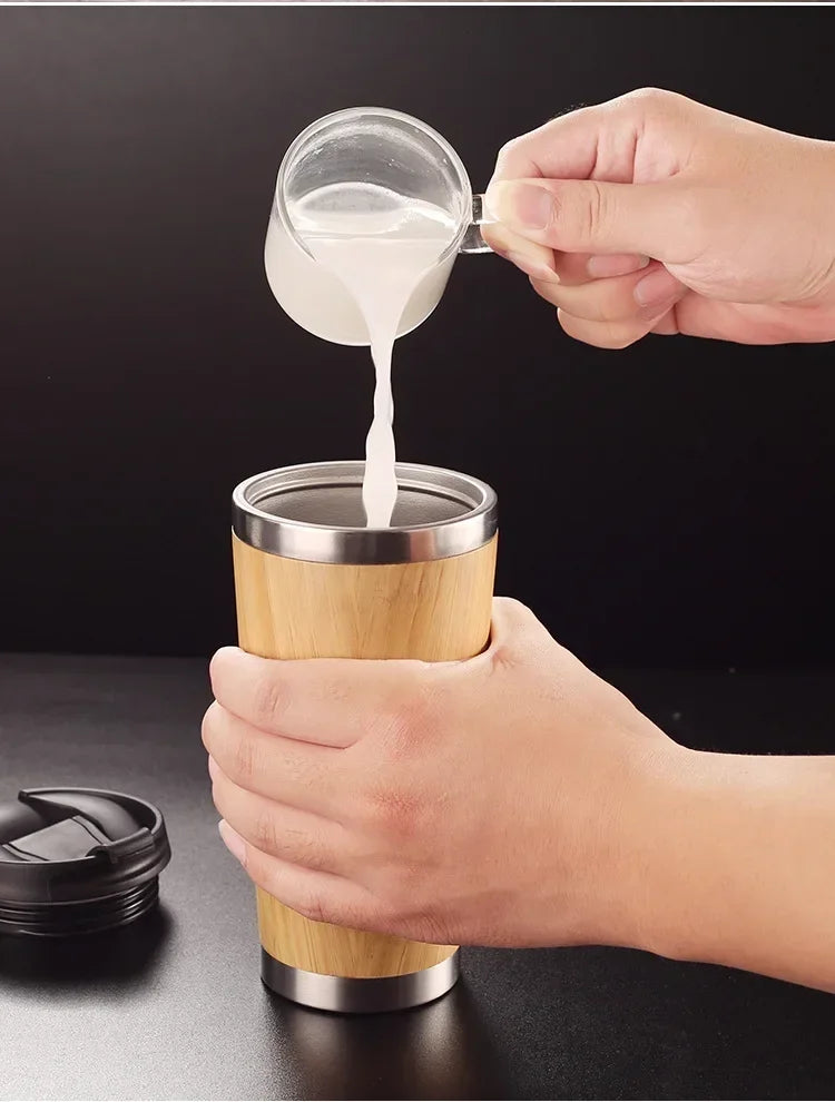 Stainless Steel Bamboo Thermos Vacuum Flasks