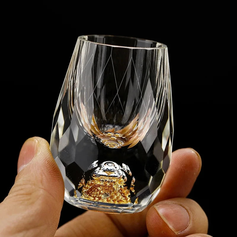 Luxury Crystal Glass Vodka Sake Liqueur Gold Foil Glass