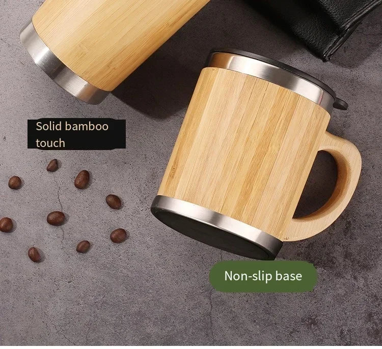 Stainless Steel Bamboo Thermos Vacuum Flasks