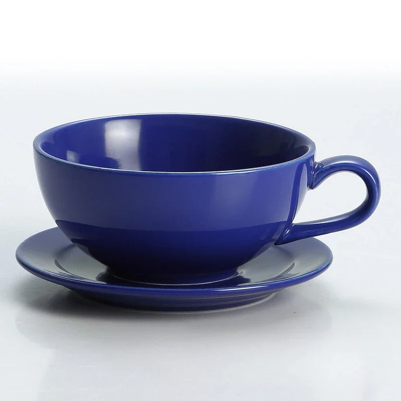 240ML Ceramic Cappuccino Cups with Saucers