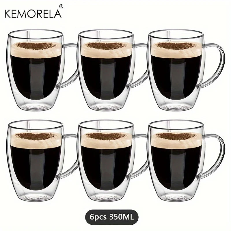 350ML Double Wall Glass Mug With Handle