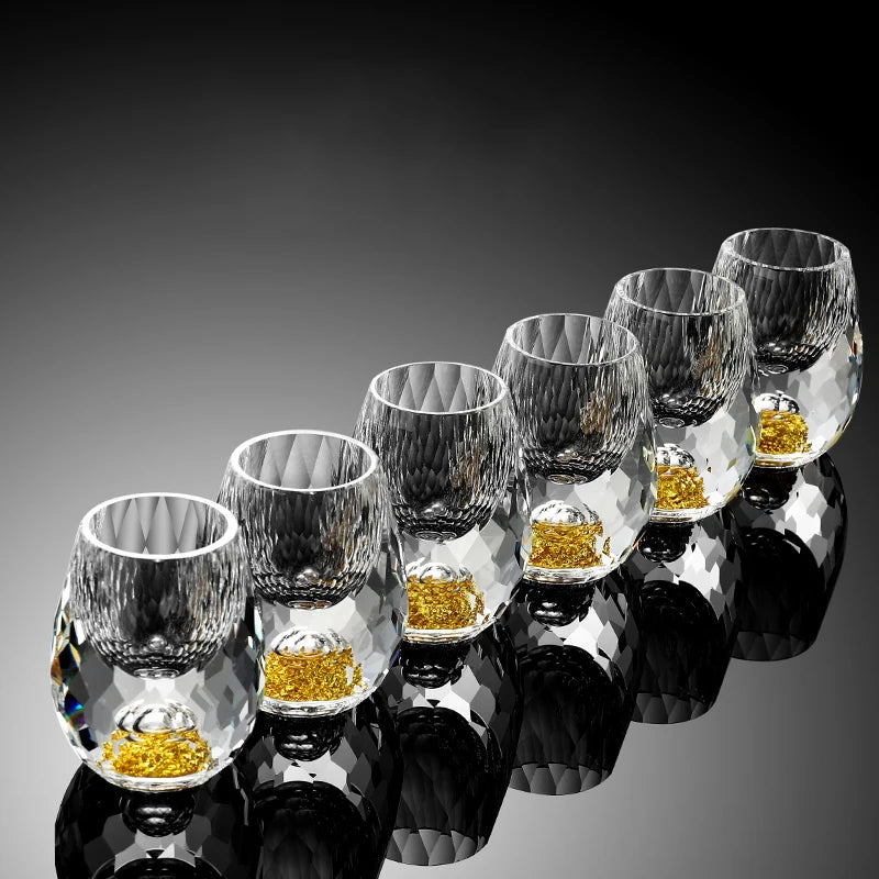 Luxury Crystal Glass Vodka Sake Liqueur Gold Foil Glass