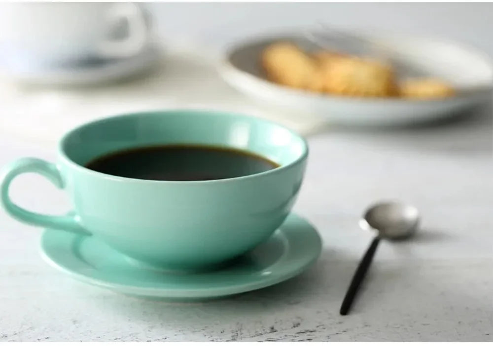240ML Ceramic Cappuccino Cups with Saucers