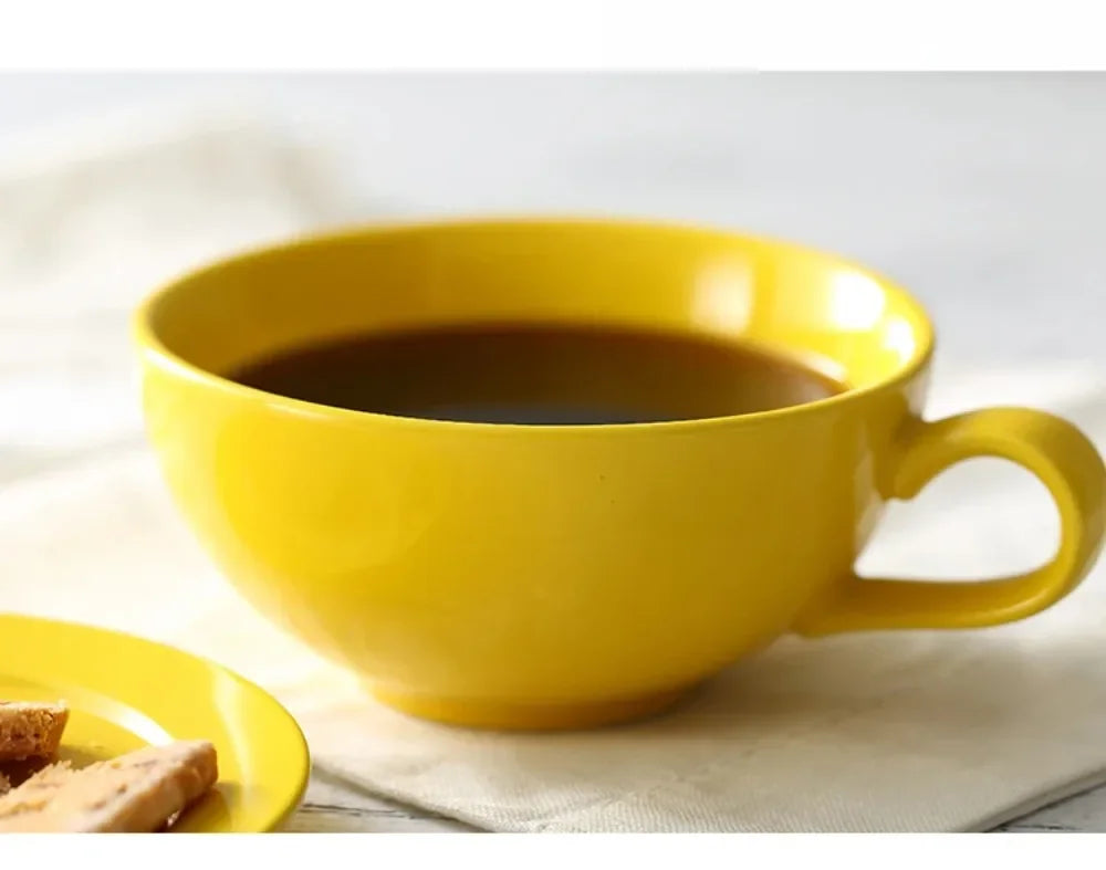 240ML Ceramic Cappuccino Cups with Saucers