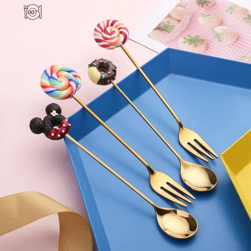 Stainless Steel Creative Candy Donut Dessert Fork/Spoon