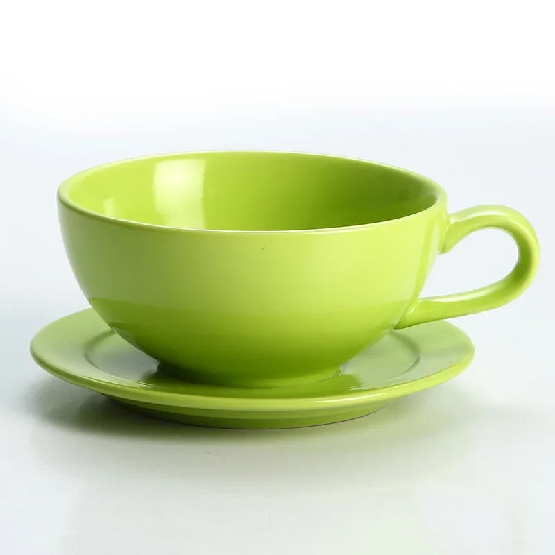 240ML Ceramic Cappuccino Cups with Saucers