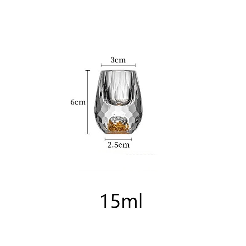 Luxury Crystal Glass Vodka Sake Liqueur Gold Foil Glass