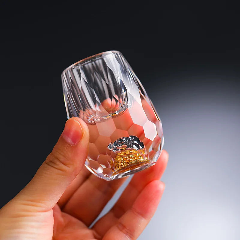 Luxury Crystal Glass Vodka Sake Liqueur Gold Foil Glass