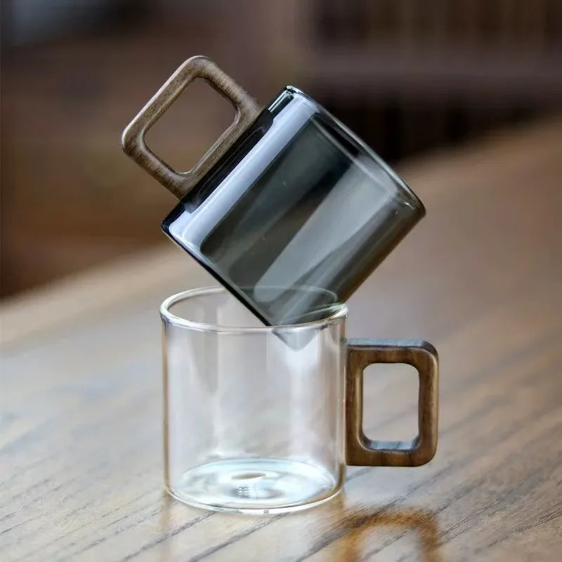 Heat-resistant Glass Tea Cup With Walnut Handle