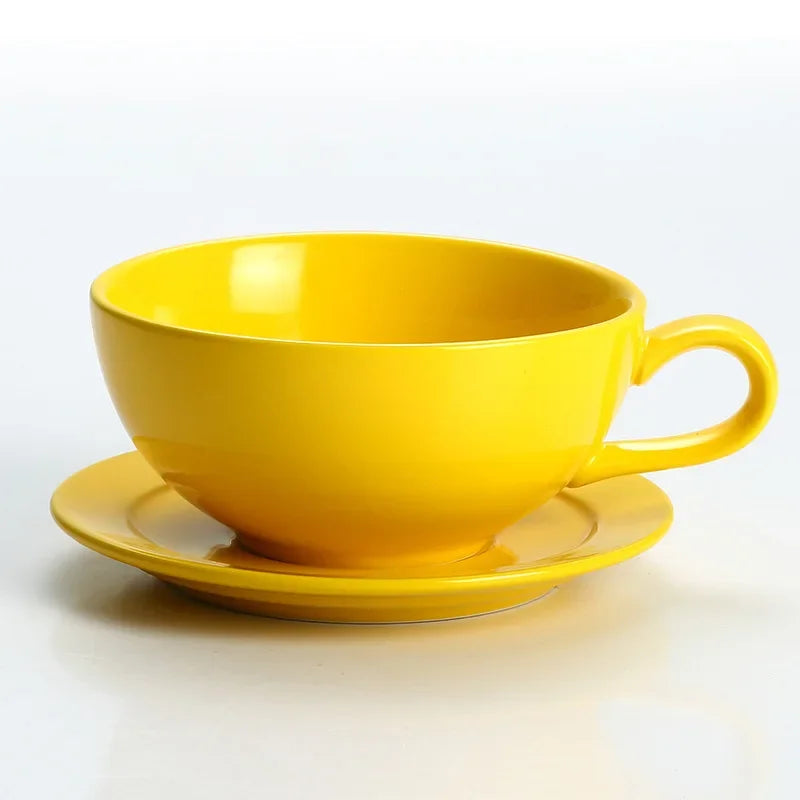 240ML Ceramic Cappuccino Cups with Saucers