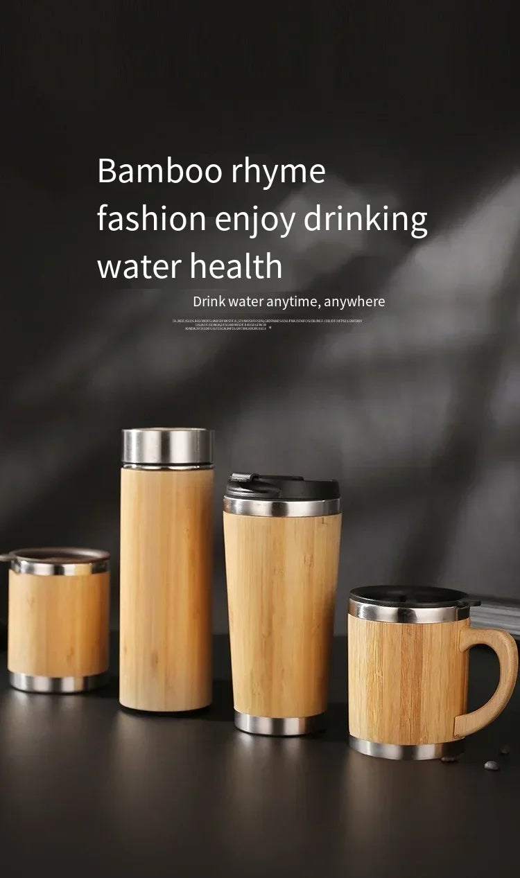 Stainless Steel Bamboo Thermos Vacuum Flasks