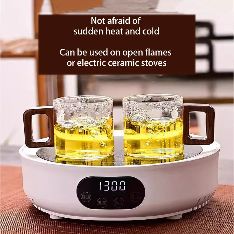 Heat-resistant Glass Tea Cup With Walnut Handle