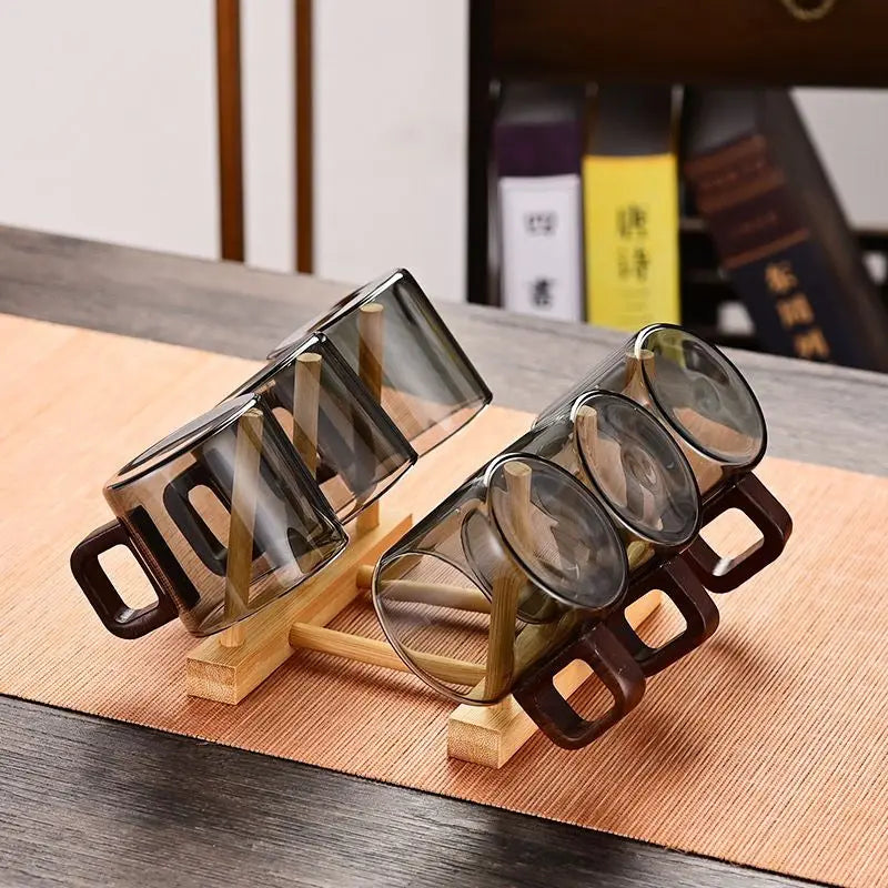 Heat-resistant Glass Tea Cup With Walnut Handle