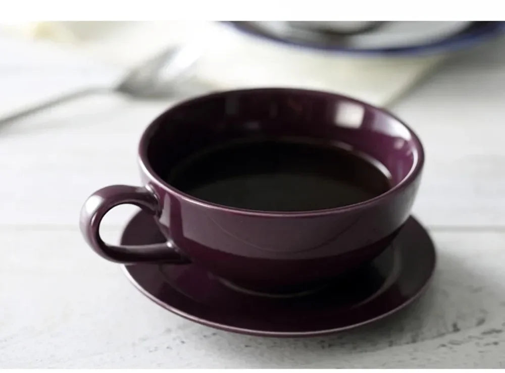 240ML Ceramic Cappuccino Cups with Saucers