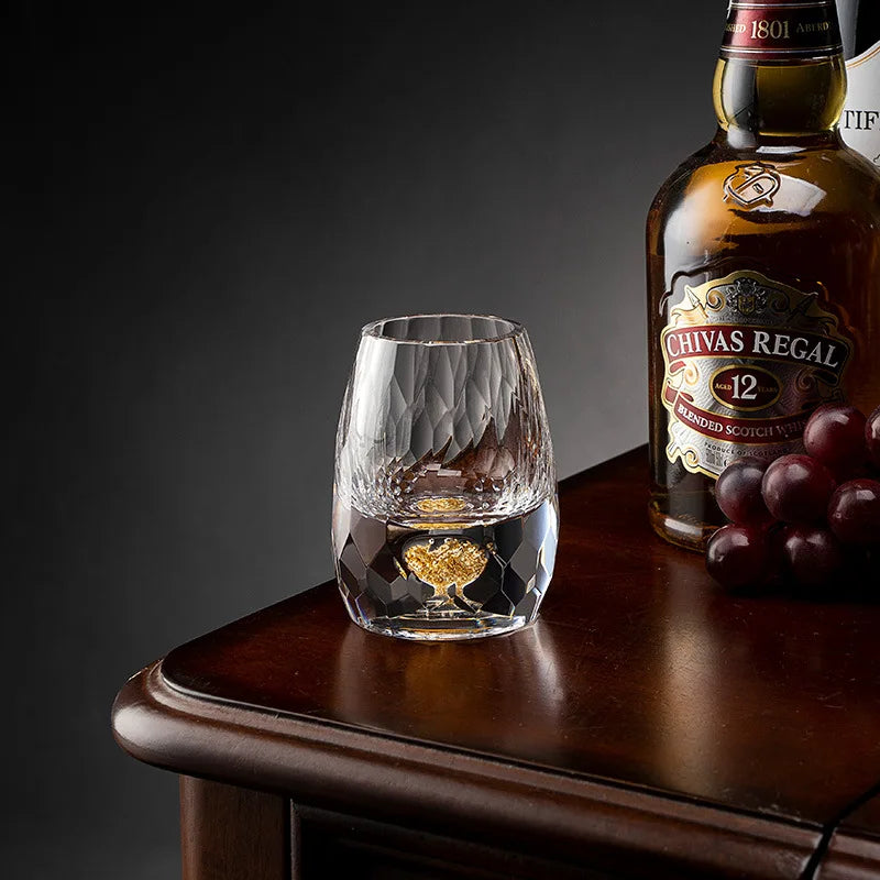 Luxury Crystal Glass Vodka Sake Liqueur Gold Foil Glass
