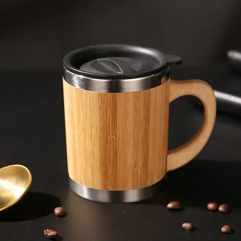 Stainless Steel Bamboo Thermos Vacuum Flasks