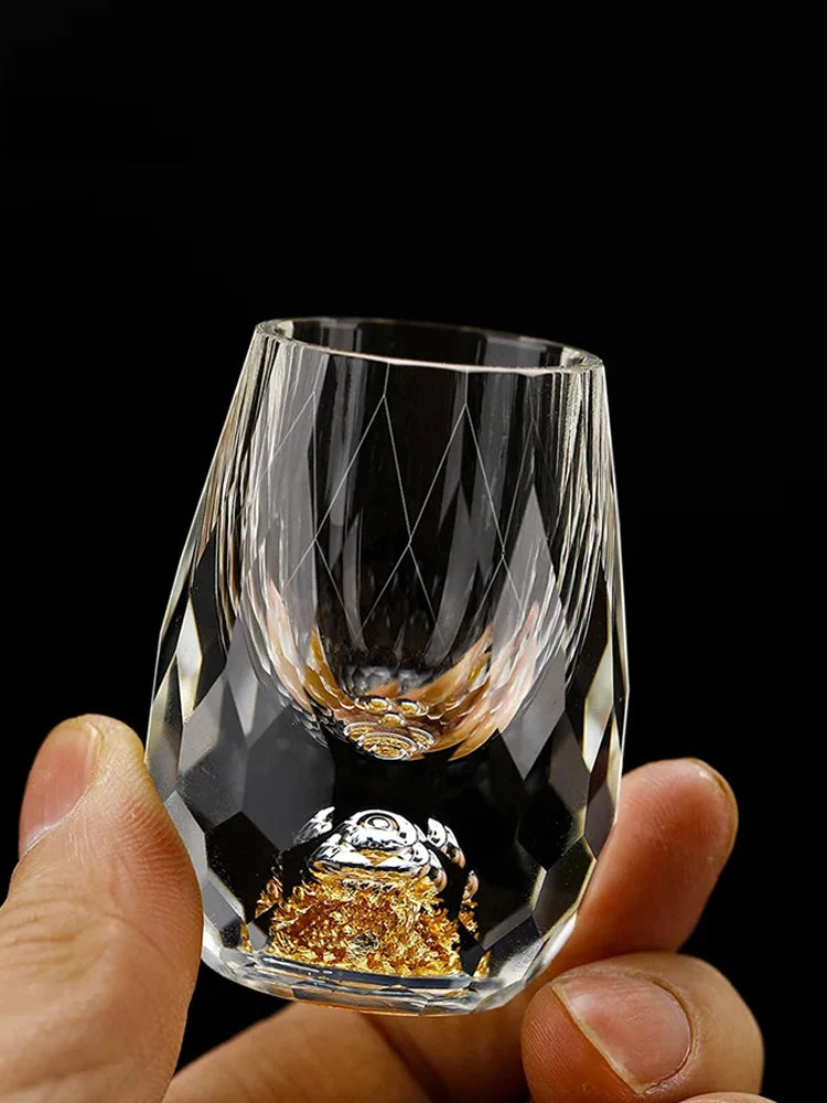 Luxury Crystal Glass Vodka Sake Liqueur Gold Foil Glass
