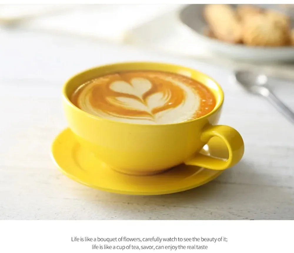 240ML Ceramic Cappuccino Cups with Saucers