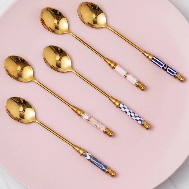 Stainless Steel Ceramic Dessert Spoon