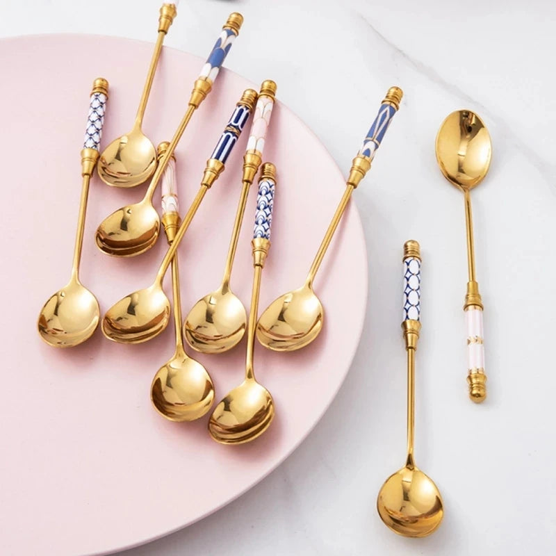 Stainless Steel Ceramic Dessert Spoon