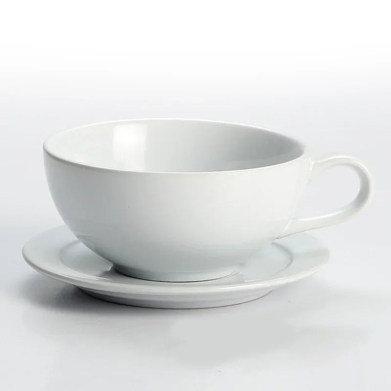 240ML Ceramic Cappuccino Cups with Saucers