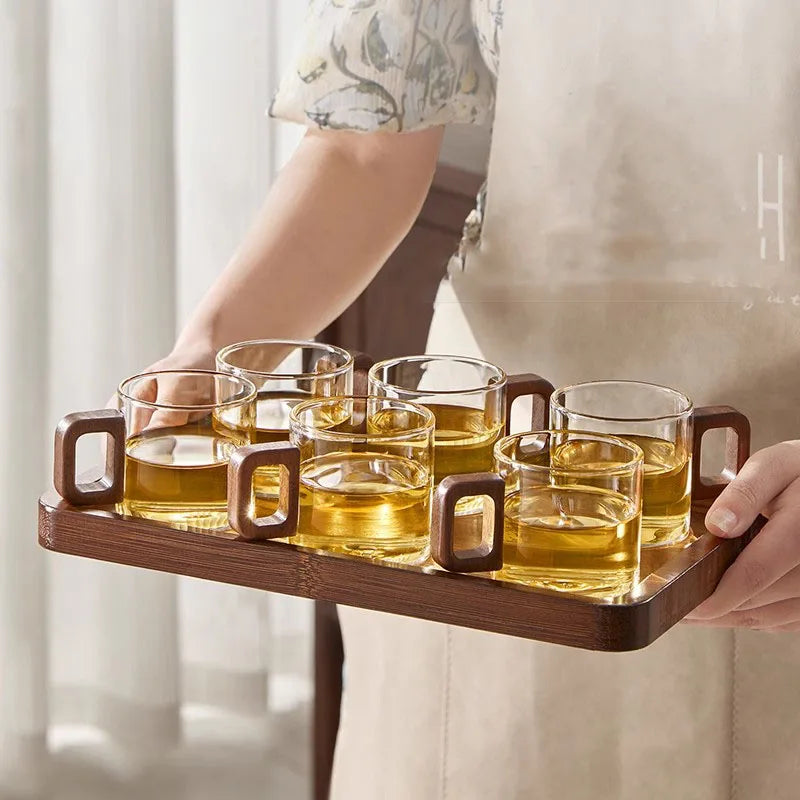 Heat-resistant Glass Tea Cup With Walnut Handle