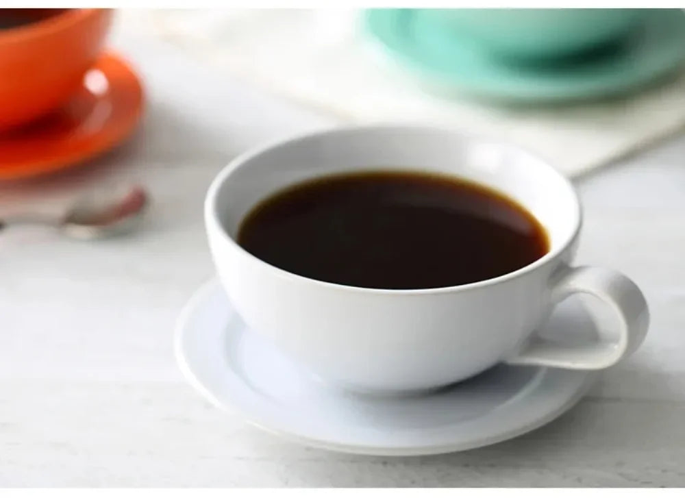 240ML Ceramic Cappuccino Cups with Saucers